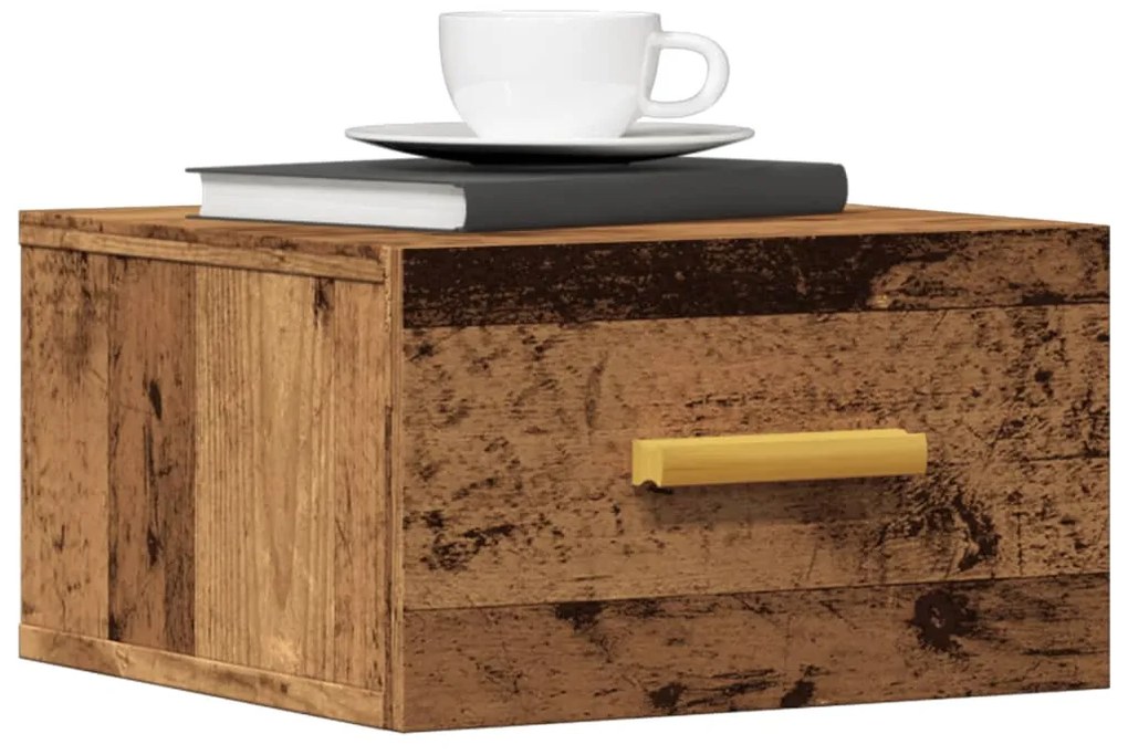 Comodini A Muro 2 Pz Legno Antico 35x35x20 Cm /