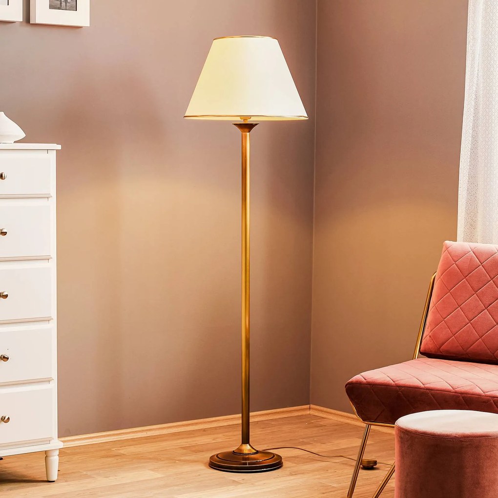 Lampada da terra Birmingham Jupiter, Bronzo / Ottone antico, Soggiorno / Sala da pranzo, Plastica, Antico, Lampada da terra