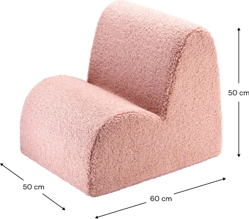 Poltrona per bambini rosa con rivestimento in bouclé Cloud – Wigiwama