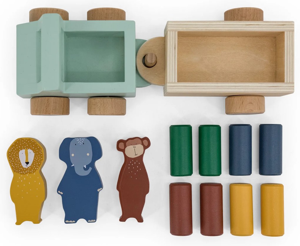 Trixie Auto in legno con rimorchio