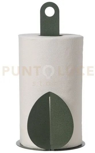 Porta rotoli da cucina ficus verde salvia in ferro 16,3x30hcm