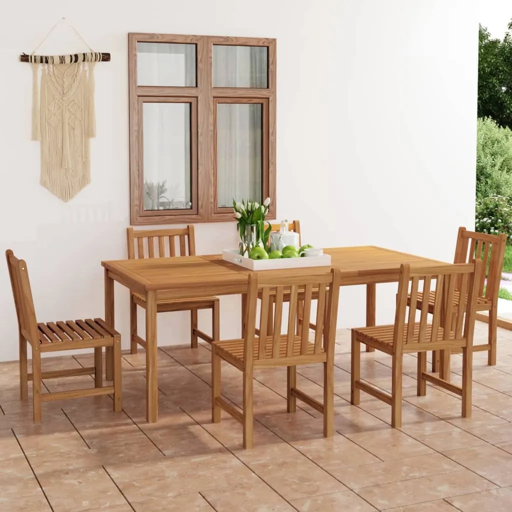 Set da pranzo per esterni 7 pz in legno massello di teak