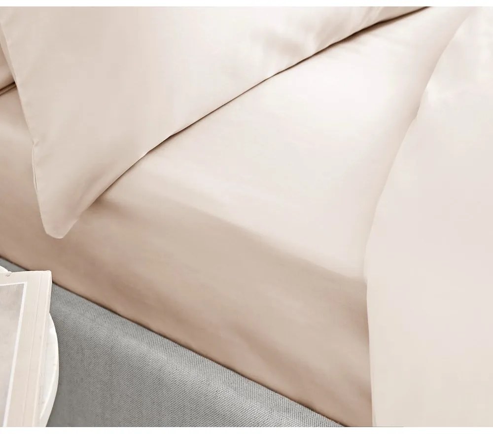 Lenzuolo classico in cotone sateen beige, 135 x 190 cm - Bianca