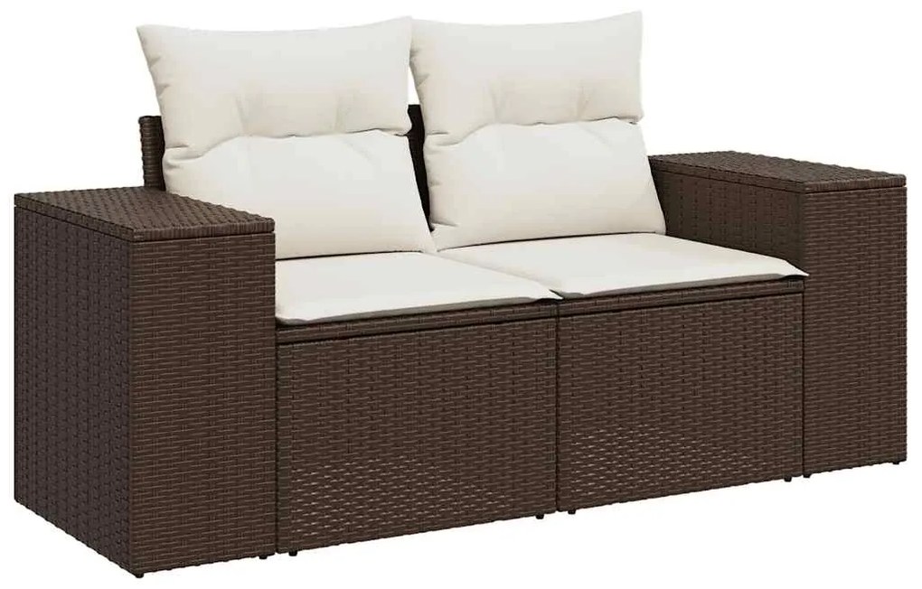 Set divano da giardino 6 pz con cuscini marrone in polyrattan