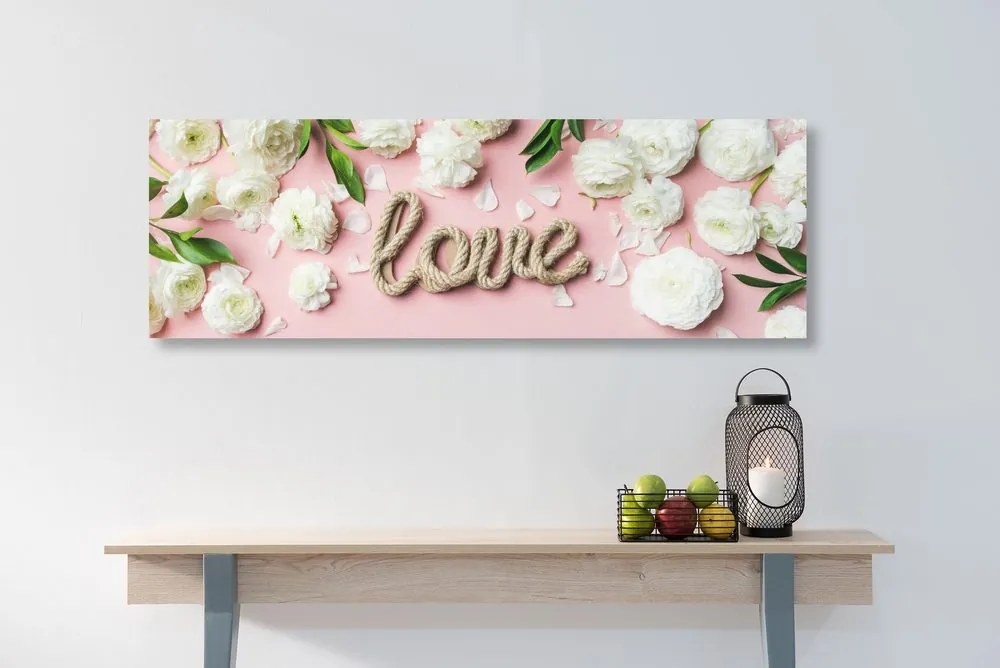 Quadro su tela – Scritta Love in stile romantico
