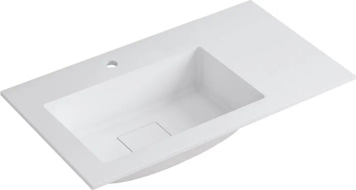 Lavabo a incasso rettangolare vasca a sinistra L 80.5 x H 15 x P 46 cm in resina bianco opaco