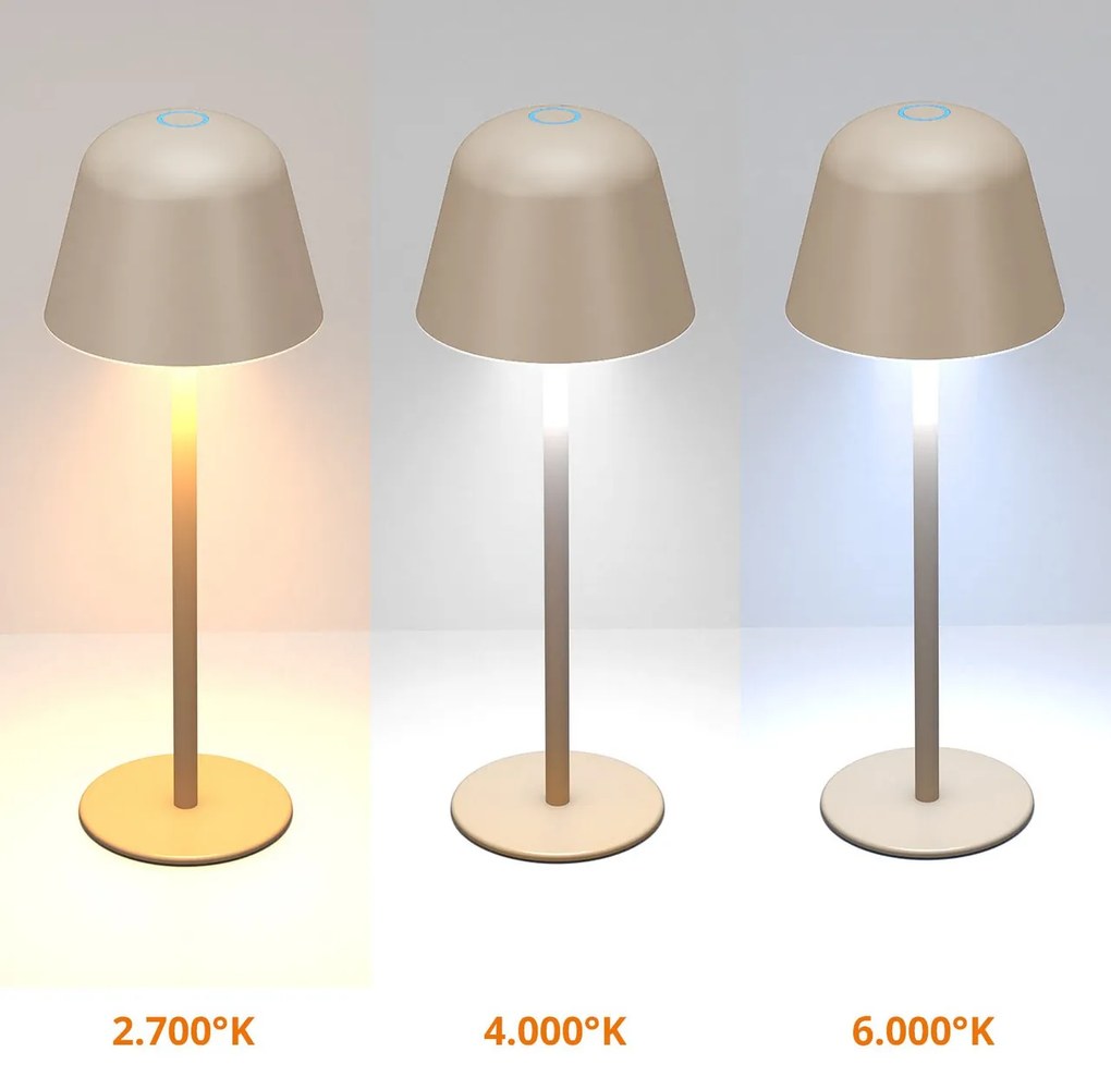 Lampada da Tavolo Ricaricabile 2.2W IP54 CCT Dimmerabile Beige/Sabbia