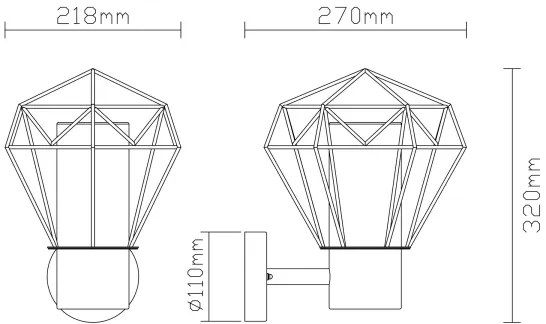 Globo 31355 - Applique da esterno HORACE 1xE27/15W/230V IP44