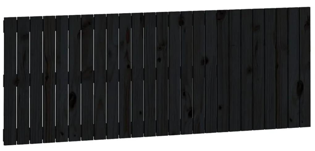 Testiera da parete nera 159,5x3x60 cm in legno massello di pino