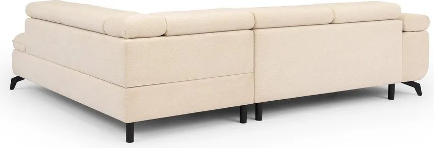 Divano angolare color crema (con penisola a destra/a L) con rivestimento in ciniglia Marbeya – Ropez