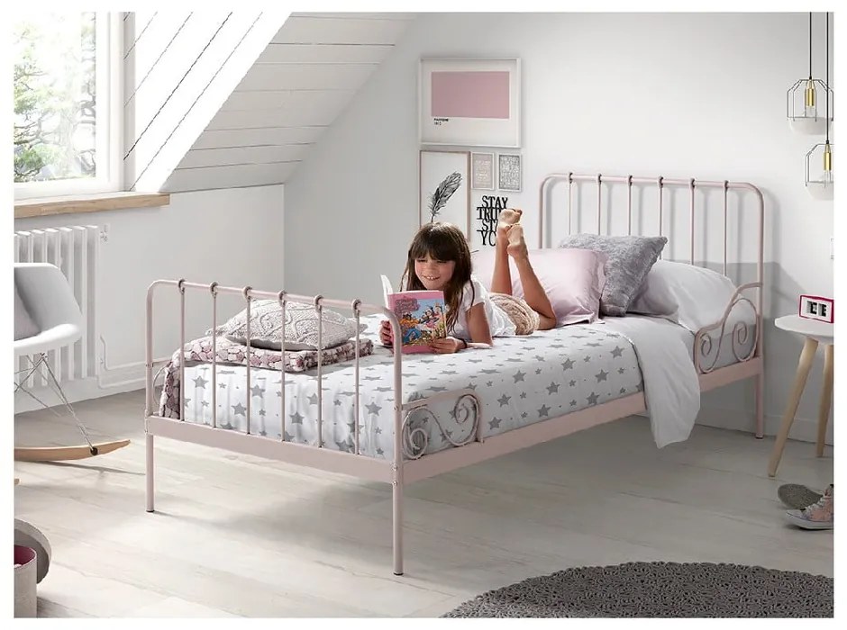 Lettino per bambini in metallo rosa , 90 x 200 cm Alice - Vipack