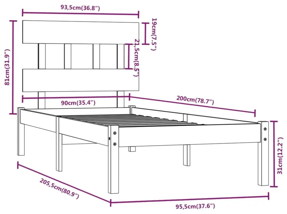 Giroletto in Legno Massello 90x200 cm