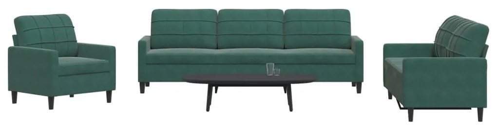 Set Di Divani 4 Pz Con Cuscini Verde Scuro İn Velluto /