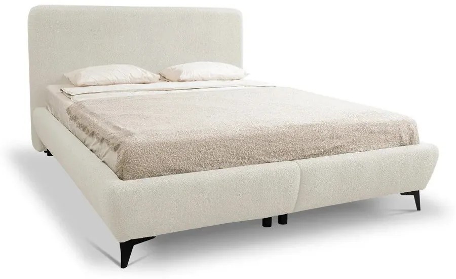 Letto matrimoniale imbottito beige con contenitore con rete inclusa 140x200 cm Makapu – Makamii