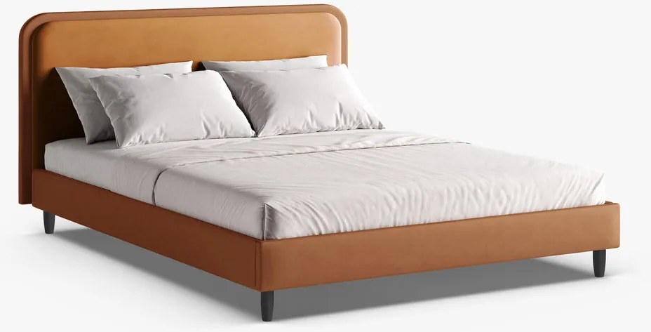 Letto imbottito Aveline in Magic Velvet e pelle vegan Vega - 160x200 cm