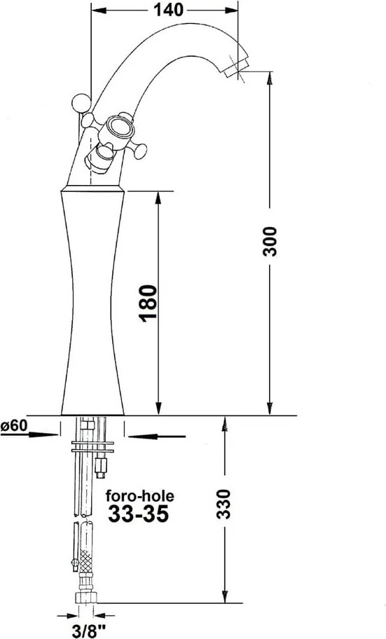 Rubinetto per lavandino in argento lucido/dorato verticale Antea – Sapho