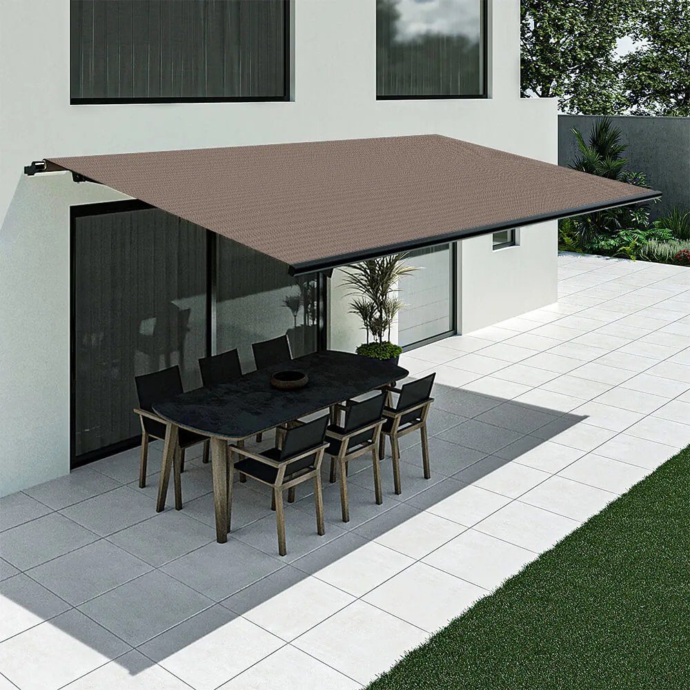 Tenda da sole marrone, modello Basic senza cassonetto, con manovella, 1500 x 2400 mm, configurazione individuale