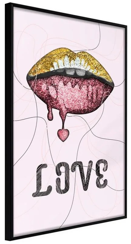 Poster  Lip Gloss and Love  Cornice Quadri Cornice nera, Larghezza x Altezza Home decor 30x45