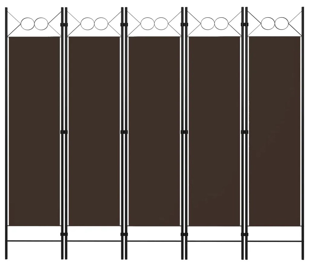 Paravento A 5 Pannelli Marrone 200x180 Cm /
