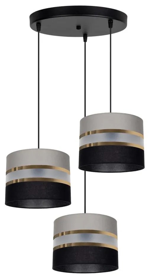 Lampadario a sospensione con filo CORAL 3xE27/60W/230V nero-grigio