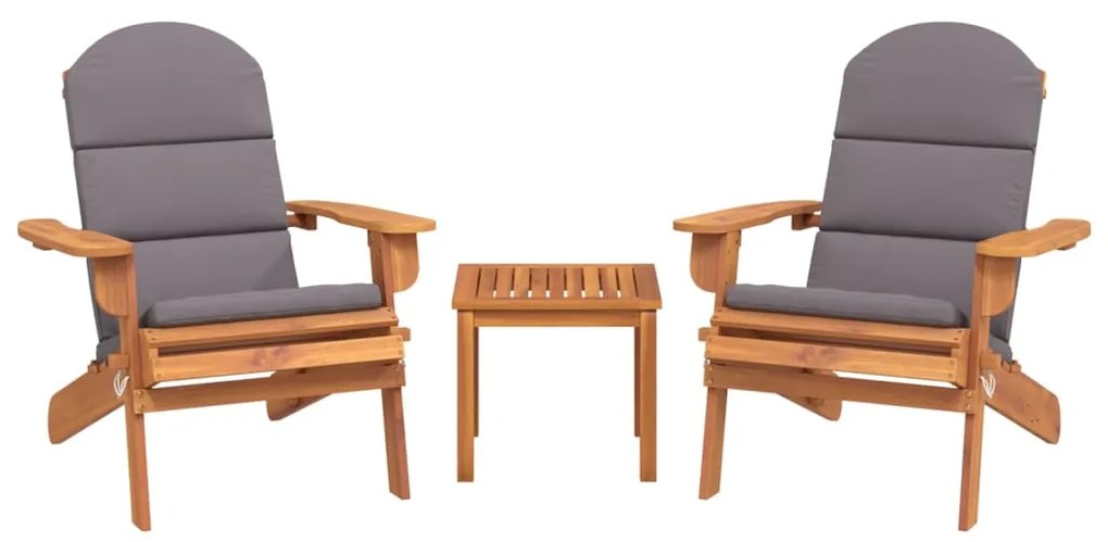 Set salotto da giardino adirondack 3pz legno massello di acacia