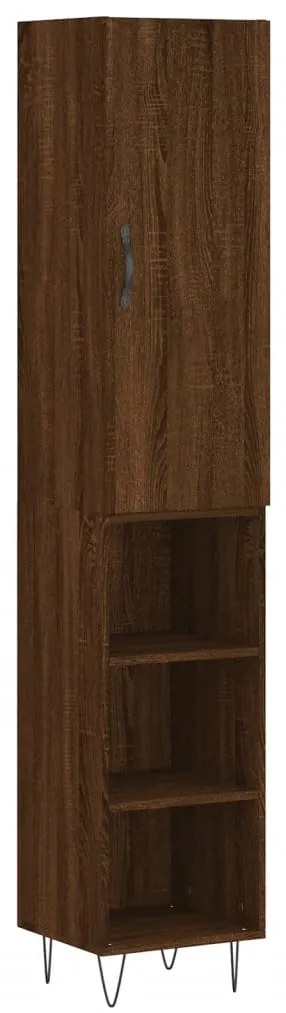 Credenza rovere marrone 34,5x34x180 cm in legno multistrato