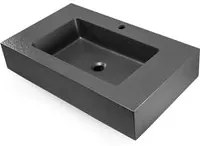 Ogomondo top lavabo sospeso in materiale marmo resina finitura asfalto *** misure 90x46x15 cm, tinta antracite, confe...