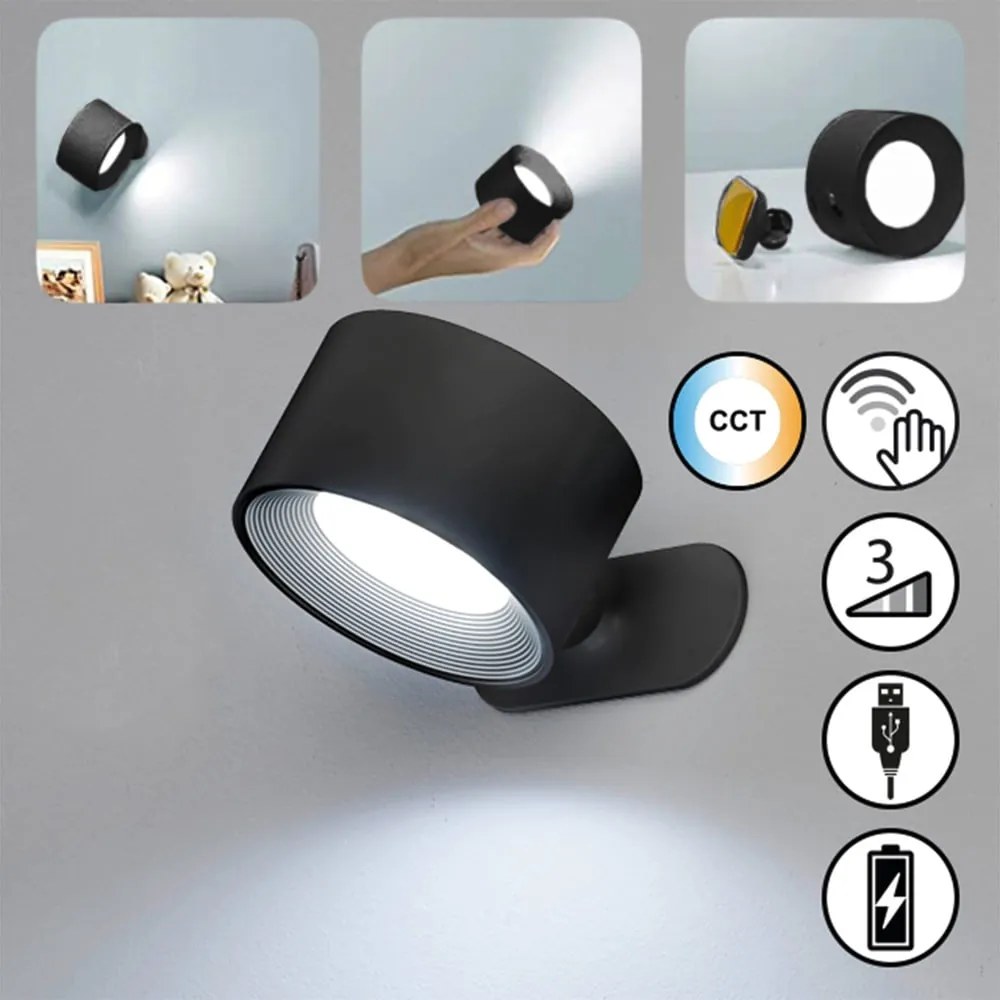 Lampada da parete a LED nera Magnetics - Fischer &amp; Honsel