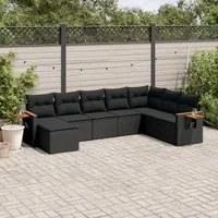 Set Divani da Giardino con Cuscini 8 pz Nero in Polyrattan 3227084