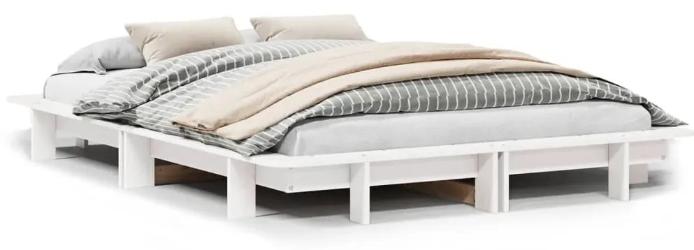 Letto senza materasso bianco 140x190 cm legno massello di pino