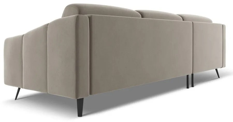 Divano angolare beige (con penisola a sinistra) con rivestimento in velluto Nalu – Makamii