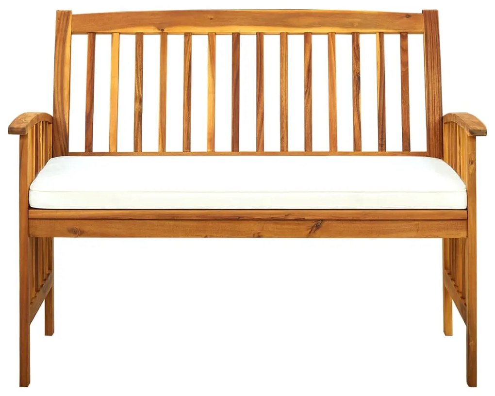 Panchina da giardino con cuscino 119 cm legno massello d&#039;acacia