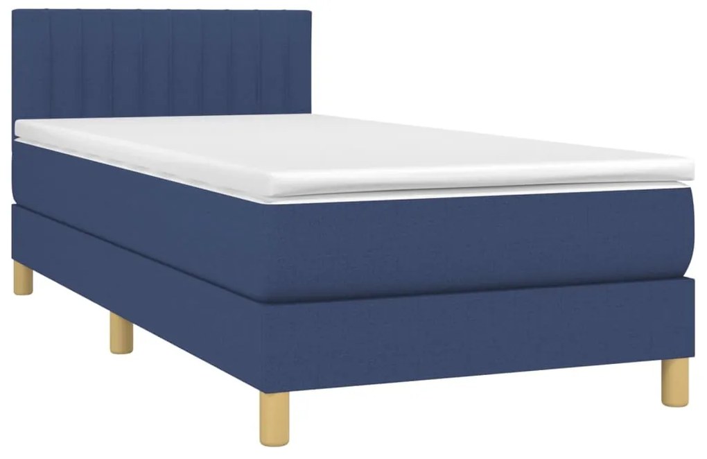 Letto a molle con materasso e led blu 100x200cm in tessuto
