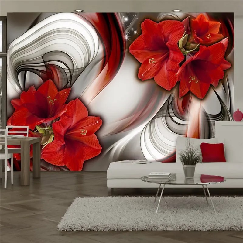 Fotomurale  Amaryllis  Ballad of the Red  Colore bianco e nero, Dimensioni e Misure 200x140