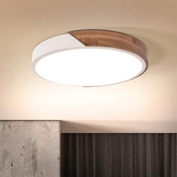 Brilagi - Lampada dimmerabile PILANA LED/48W/230V rovere/bianco Ø 40 cm + telecomando