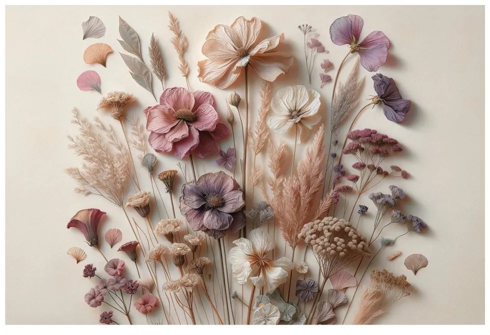 Quadro su tela – Fiori vintage su sfondo chiaro
