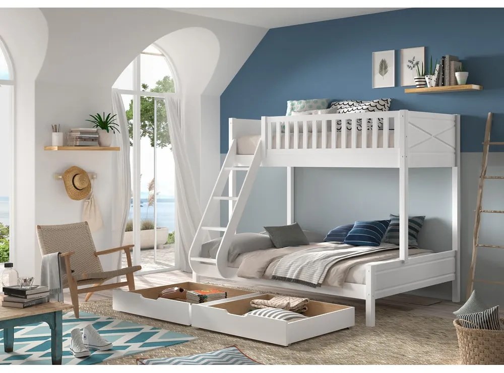 Letto a castello bianco per bambini 140x200/90x200 cm Scott - Vipack