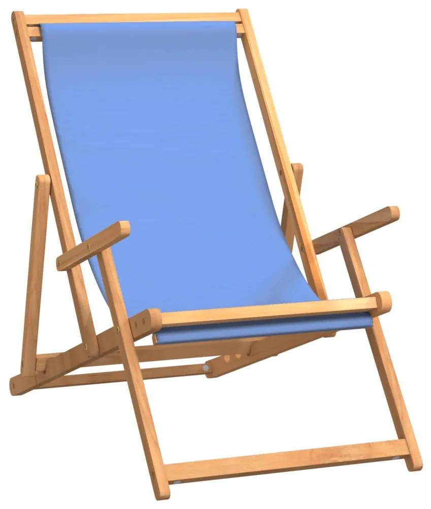 Sdraio pieghevole da spiaggia in legno massello di teak blu