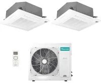 Climatizzatore Condizionatore Hisense Dual Split a Cassetta 12+12 con 3AMW72U4RFA R-32 Wi-Fi Optional 12000+12000 con Telecomando e Pannello Incluso - Novit