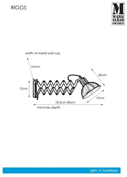 Markslöjd 108104 - Applique RIGGS 1xE27/60W/230V ottone