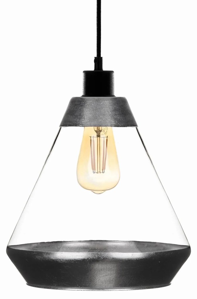 Solbika Lighting Lampada a sospensione Lonceng in vetro, decorazione argento