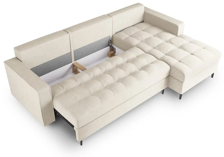 Divano letto angolare beige chiaro, angolo destro Santo - Milo Casa