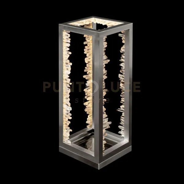 Lampada da tavolo rettangolare quartz halo, oro satinato, led 30w, ...