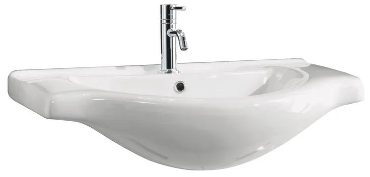 Lavabo da appoggio integrale a incasso rettangolare in ceramica L 75 x P 47 x H 20 cm bianco