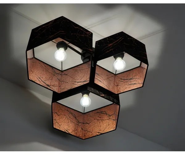 Duolla - Lampadario a plafone ROLLER TRIO HEX 3xE27/15W/230V nero/rame