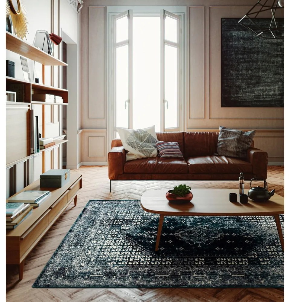 Tappeto in lana color petrolio 160x240 cm Eve - Agnella