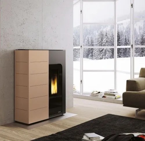 Palazzetti Ginger Idro 14 stufa A Pellet ecofire Salvaspazio 14kw Ad Acqua In Acciaio Caffellatte