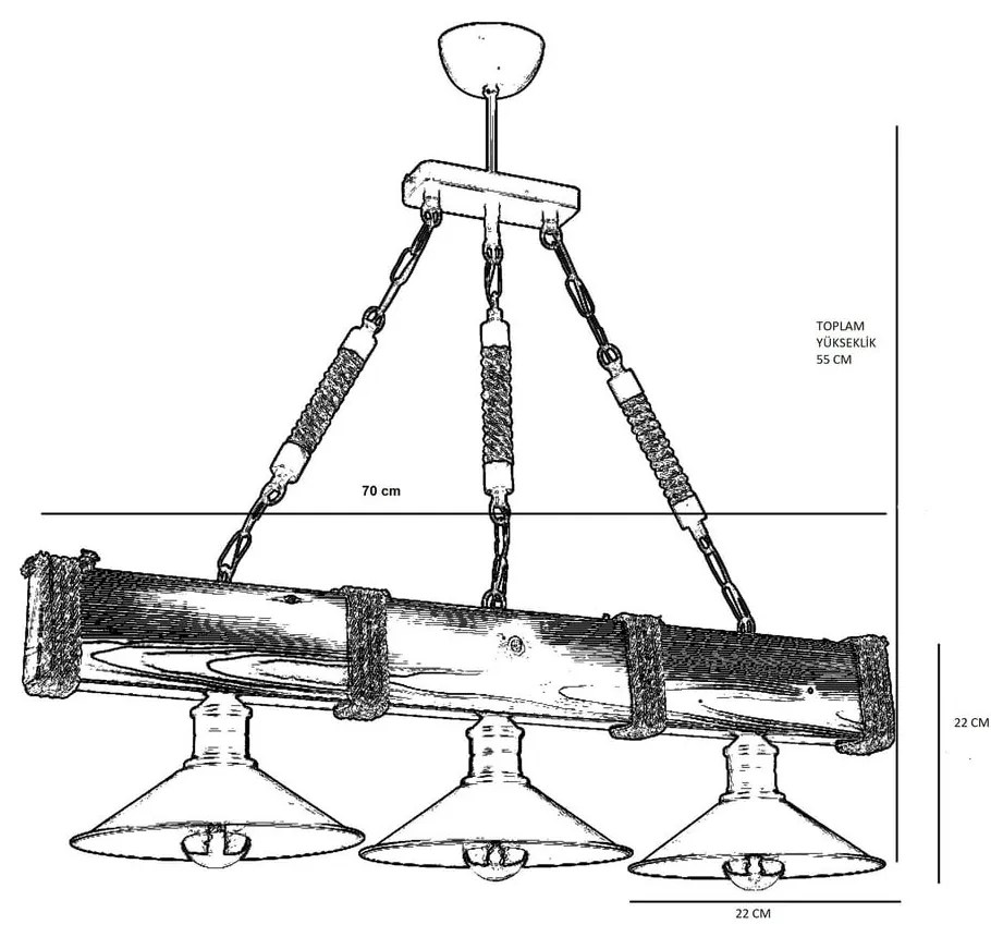 Lampada a sospensione in legno di carpino Kütük Yanık - Opviq lights