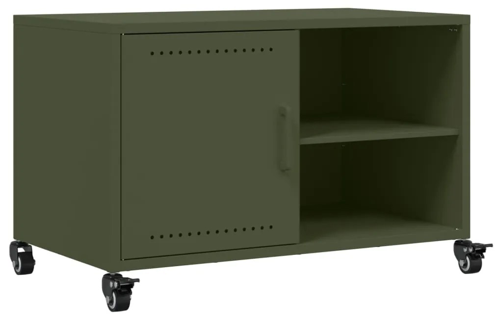 Mobile tv verde oliva 68x39x43,5cm in acciaio laminato a freddo