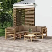 Set Salotto da Giardino 6pz con Cuscini Tortora Bamb 3155124